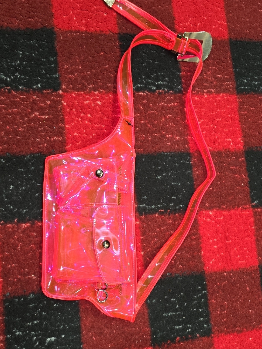 Neon Pink Clear PVC Belt Bag